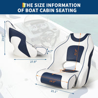 Siège de bateau haut Garvee avec accoudoirs, coussin relevable pliable pour bateaux de pêche et pontons, ergonomique, résistant aux intempéries, charnières en aluminium, antirouille