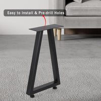 Pieds de table en métal Garvee 22 po x 14,8 po, robustes et réglables, style industriel rustique noir, pour tables de salle à manger et de jardin