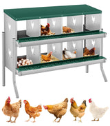 Garvee Caisse à Nidification pour Poules 8 Compartiments Acier Galvanisé Double Niveau Ventilée Montage Mural Collecte Facile Œufs - Green | 8 Compartments