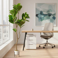 Figuier lyre artificiel Garvee de 1,5 m avec pot en ciment robuste, vert, idéal pour le salon, le bureau ou le couloir.