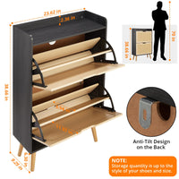 Meuble à chaussures Garvee pour entrée avec organiseur en rotin, tiroir rabattable, aéré, compact, 98,2 x 60 x 23,5 cm, MDF, couleur naturelle