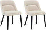 Garvee Ensemble de 2 chaises de salle à manger style mid-century, revêtement en lin beige, pieds en bois, pour cuisine et salon, capacité de charge de 136 kg, design moderne