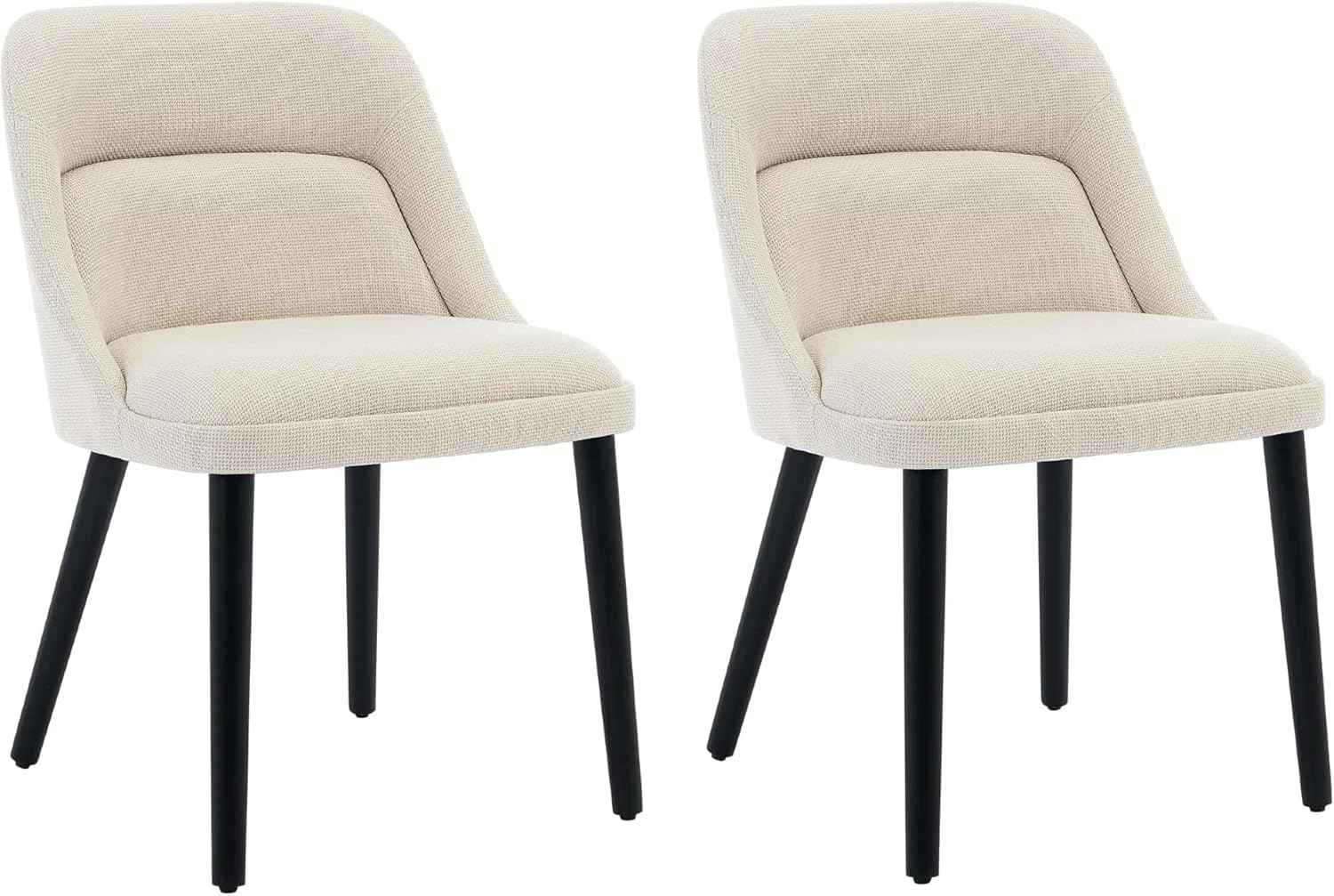 Ensemble de 2 chaises de salle à manger Garvee style Mid-Century, revêtement en lin beige, pieds en bois, pour cuisine et salon, capacité de charge de 136 kg, design moderne