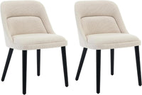 Ensemble de 2 chaises de salle à manger Garvee style Mid-Century, revêtement en lin beige, pieds en bois, pour cuisine et salon, capacité de charge de 136 kg, design moderne