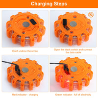 Feux de signalisation routière à LED Garvee, 9 modes, rechargeables par USB, magnétiques et étanches, pour les urgences en voiture et en bateau, ABS+PC, avec crochet