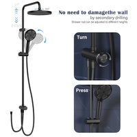 Colonne de douche GARVEE Rain Shower sans accessoires – Colonne de douche ronde en acier inoxydable noir 25 cm