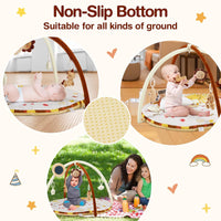 Tapis d'éveil Garvee pour bébé avec 9 jouets détachables, développement sensoriel et moteur, antidérapant, en polyester doux, pour la maison, couleurs neutres
