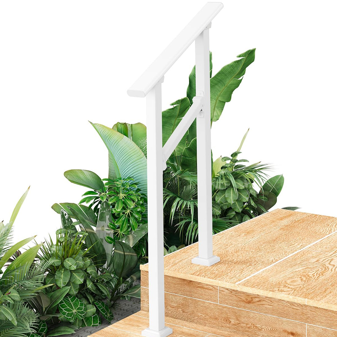 Garvee Rampe d’Escalier pour 2 Marches, Ajustable de 0° à 45°, Finition Blanc, avc Kit de Sécurité pour Maison et Commerce