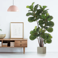 Figuier lyre artificiel Garvee de 1,5 m (4,9 pi) avec 102 feuilles, vert, résistant aux intempéries, idéal pour la décoration de la maison et du bureau.