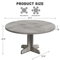 Garvee Table à manger ronde 120 cm pour 4 à 6 personnes, MDF robuste, base stable, pieds réglables, gris, pour cuisine et salon