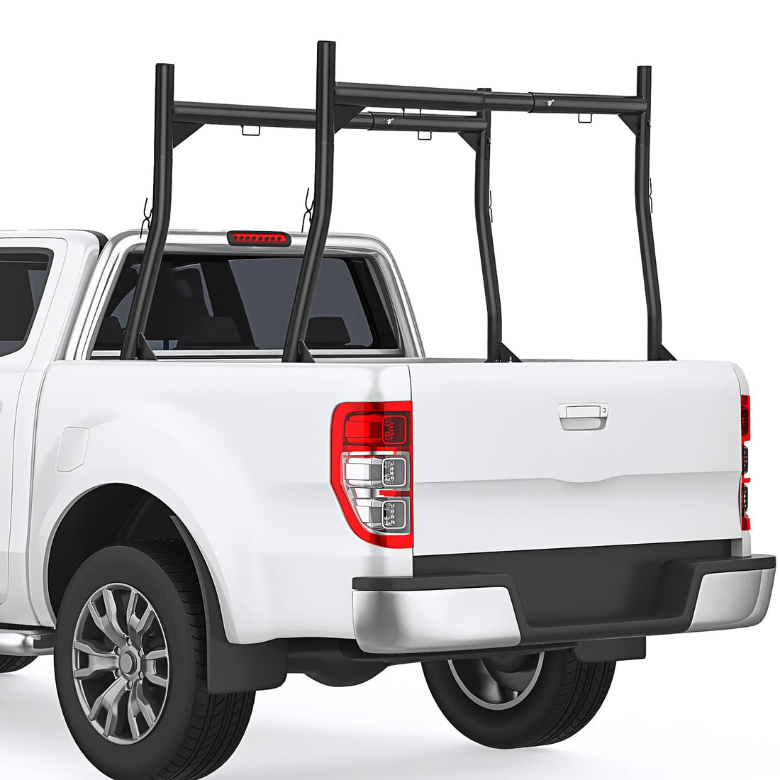 Porte-échelle Garvee réglable en acier robuste pour camionnettes, capacité de 363 kg (800 lb), extensible sans perçage, noir, pour le transport extérieur.