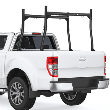 Porte-échelle Garvee réglable en acier robuste pour camionnettes, capacité de 363 kg (800 lb), extensible sans perçage, noir, pour le transport extérieur.