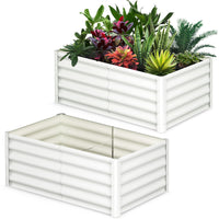 Jardinière surélevée galvanisée Garvee 180 x 90 x 45 cm, 2 pièces, métal durable, fond ouvert, rebord de sécurité, stable, pour jardin et terrasse, grise