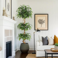 Garvee Ficus Artificiel 180 cm, Arbre Décoratif Réaliste avec 1449 Feuilles en Soie et Tronc en Bois Naturel pour Salon et Bureau