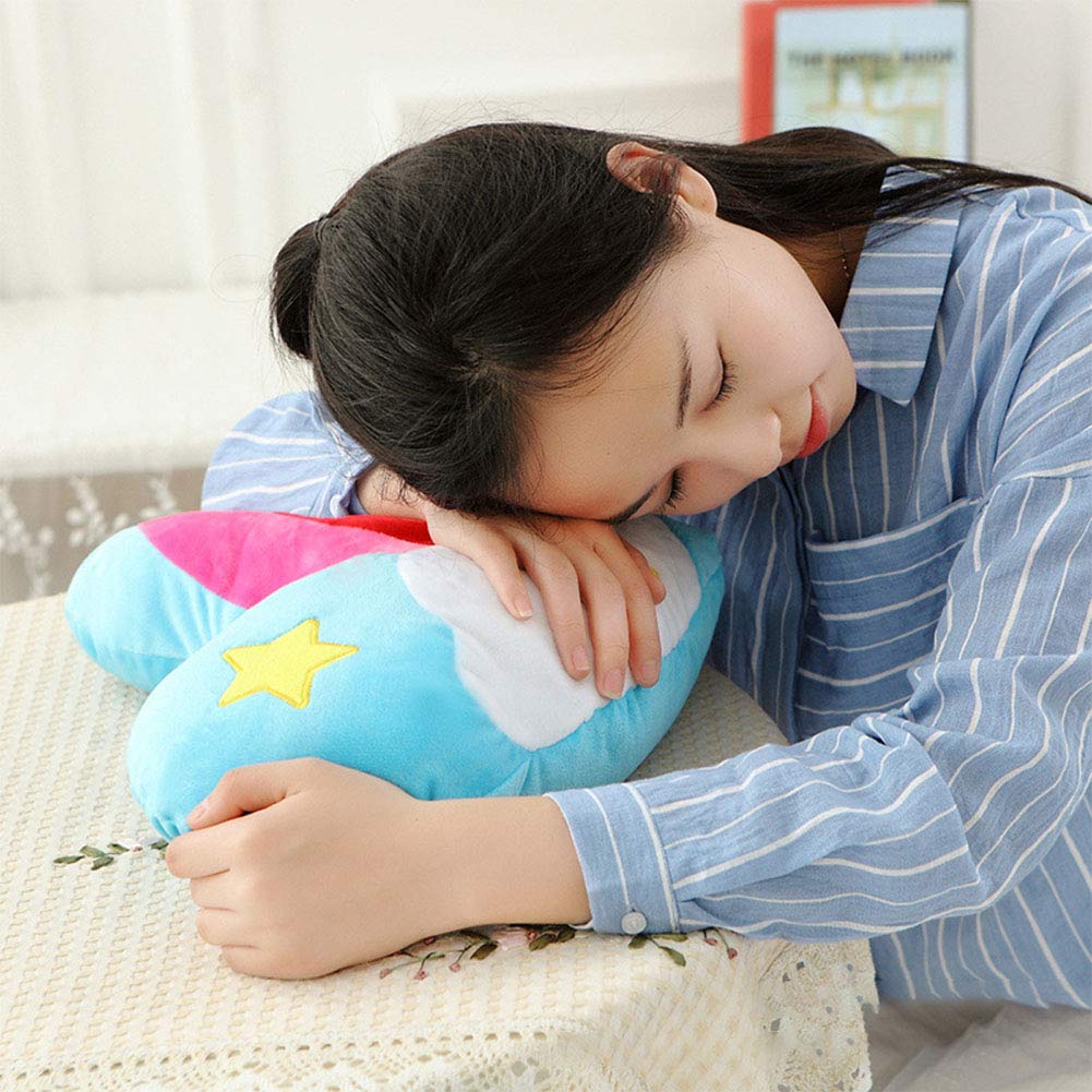 Garvee Coussin en peluche en forme de cœur, motif arc-en-ciel, 40 × 32 cm, doux et confortable, décoratif pour la maison et le bureau, étoile à cinq branches