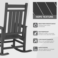 Garvee Fauteuil à bascule d’extérieur en HDPE gris, résistant aux intempéries, assise ergonomique 51 cm, capacité 158 kg