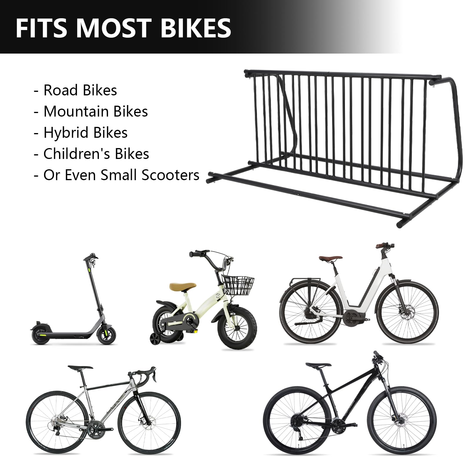 Porte-vélos Garvee, lot de 10, acier thermolaqué, pour garages et événements, 155 cm, robuste et résistant aux intempéries