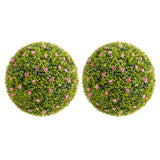 Boules de buis artificiel Garvee 52 cm avec fleurs roses, en polyéthylène, pour balcon et jardin, lot de 2, sans entretien et durables