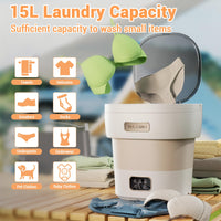 Garvee Machine à laver Mini, portable et pliable, 12 L, idéale pour la maison, les appartements et les hôtels, blanche.