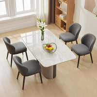 Ensemble de 2 chaises de salle à manger Garvee, revêtement moderne, dossier ergonomique, pieds en bois, capacité de charge de 120 kg, gain de place, pour cuisine et restaurant, gris