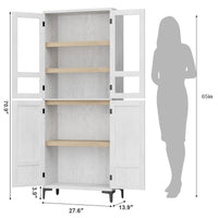 Armoire de cuisine Garvee de 180 cm de haut avec portes vitrées, 4 portes, 5 étagères réglables, en bois, pour la cuisine et la salle de bain, fermeture magnétique, autoportante, design moderne