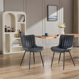 Ensemble de 2 chaises de salle à manger modernes Garvee, chaises de cuisine rembourrées avec pieds en métal, dossier ergonomique, 44,5 x 60 x 80 cm, noires - Noir