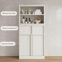 Meuble de salle de bain Garvee grand format avec portes et 2 tiroirs, MDF, blanc, autoportant, imperméable, résistant aux rayures, 130 cm de hauteur, polyvalent pour salle de bain et salon