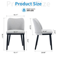 Ensemble de 2 chaises de salle à manger Garvee, revêtues de tissu avec pieds en bois, ergonomiques, modernes, grises, pour cuisine et café