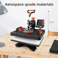 Garvee Presse à chaud 11-en-1 30,5x38,1cm, double tube chauffant, contrôle numérique, plateau PTFE pour T-shirts, tasses et casquettes