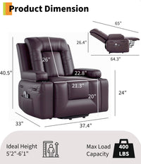 Fauteuil releveur électrique Garvee avec fonction chauffante et massante pour seniors, 98 x 95 x 103 cm, revêtement en cuir PU noir