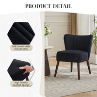 Fauteuil de salon moderne Garvee, fauteuil d'appoint style milieu du siècle, revêtement en velours, pieds réglables, pieds en bois noir pour salon et salle à manger