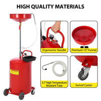 Conteneur de vidange d'huile Garvee de 75 litres (20 gallons) avec roulettes et entonnoir à hauteur réglable pour ateliers, acier, noir