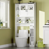 Armoire de rangement Garvee à suspendre au-dessus des toilettes, avec étagères réglables et porte vitrée, pour salle de bain et buanderie, marron