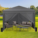 Garvee Barnum pliant 3 × 3 m blanc, imperméable avec protection UV, 4 parois latérales et fenêtres enroulables pour jardin et événements - Gris