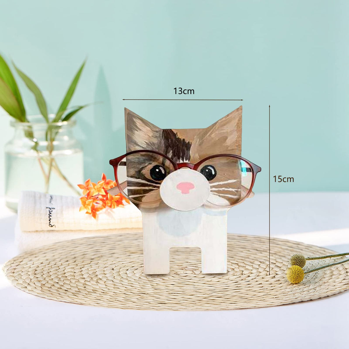 Garvee Porte-lunettes de soleil en bois, mignon, en forme de chat, pour chambre ou bureau