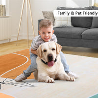 Tapis Garvee en polyester imitation cachemire, lavable, antidérapant, motif moderne, 160 x 230 cm, orange
