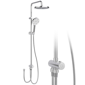 Colonne de douche GARVEE Rain Shower sans accessoires chromés – Colonne de douche ronde en acier inoxydable 25 cm