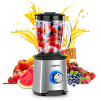 Robot pâtissier Garvee 800 W avec bol en verre de 1,75 L sans BPA, 6 lames en acier inoxydable, 5 vitesses, silencieux, noir