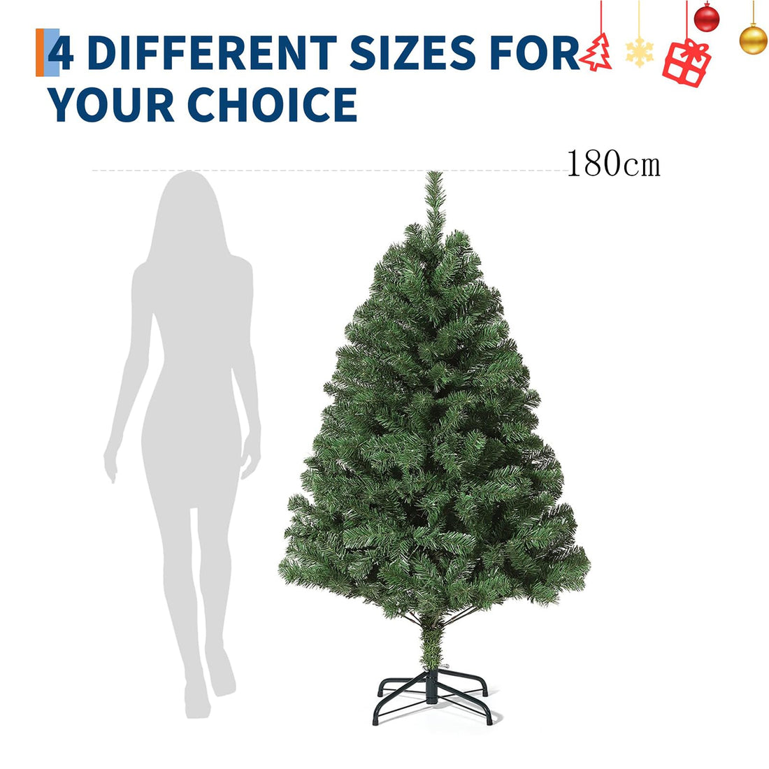 Sapin de Noël artificiel Garvee 140 cm – Sapin Fraser, 250 lumières, 9 modes, vert