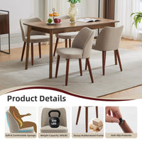 Chaises de salle à manger Garvee, lot de 2, revêtement en tissu et pieds en bois, pour restaurant/café, hauteur 78 cm, style moderne mi-siècle, gris