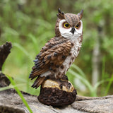 Garvee Hibou effaroucheur anti-oiseaux en plastique durable, statue décorative réaliste pour jardin extérieur, protection efficace contre les oiseaux. - Marron plume