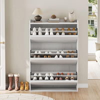 Meuble à chaussures Garvee avec 3 tiroirs abattants, étagère réglable, bois MDF, blanc, pour entrée et salon, gain de place, antidérapant, 80,5 cm x 25,9 cm x 117 cm