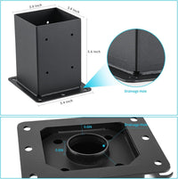 Garvee, ensemble de 4 supports de poteaux en acier de 2 mm pour poteaux en bois 4x4, renfort sur les quatre côtés, revêtement en poudre noir, ensemble complet pour patios et clôtures