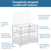 Cage à oiseaux Garvee 71 cm (28 pouces) avec thermo-hygromètre, plateau amovible et structure métallique robuste, idéale pour les perruches et les perroquets, à la maison comme en voyage.