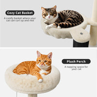 Maison pour chat Garvee avec arbre à chat et cachette pour la litière, griffoir en sisal, plusieurs niveaux, blanche, pour le salon