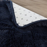 Tapis shaggy Garvee 152 x 244 cm, bleu marine tie-dye, ultra doux et moelleux, haute densité, pour chambre d'enfant ou salon