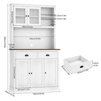 Meuble de cuisine Garvee avec tiroirs et étagères réglables, garde-manger de 180 cm de haut pour cuisine et salle à manger, en panneaux de particules haute densité, blanc