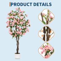 Osmanthus artificiel Garvee de 1,5 m avec 252 fleurs blanches, tronc en bois naturel, facile d'entretien, pot stable pour la décoration intérieure et extérieure
