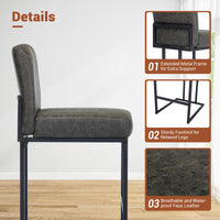 Ensemble de 2 tabourets de bar Garvee 24 po, cuir PU, ergonomiques et stables, structure en métal, repose-pieds, gris, pour îlot de cuisine et bar, hauteur 34-38 po