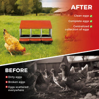 Garvee Nichoir à Poules 3 Compartiments en Métal Galvanisé avec Poignée en Plastique, Plateau Amovible, pour Poulailler et Ferme, Orange